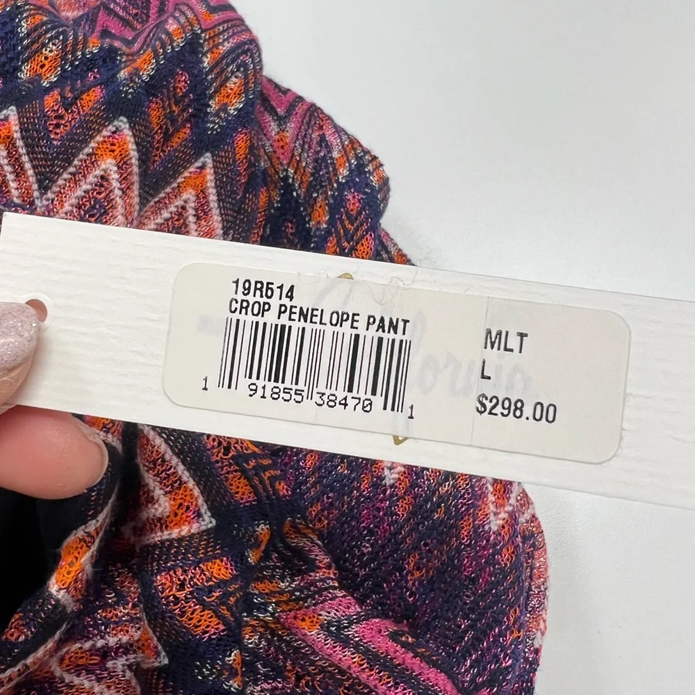 Trina Turk Crop Penelope Pant New With Tags Size Large Pink Purple Zig Zag Pants - Picture 4 of 11